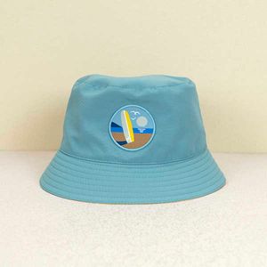デザイナービーチハットユニセックスブルーイエローナイロン両面漁師の帽子バイザー/帽子巡回バケツハット