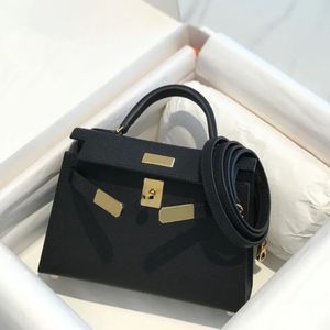 10A Spiegelqualität Designer Mini -Einkaufstasche Voll handgefertigte anpassbare Taschen 19cm Mini Epsom Griff Handtasche Luxus schwarzes Geldbörse Schulter -Leder -Leder -Gurtbeutel