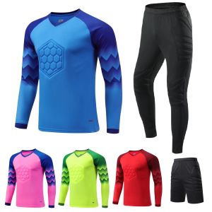 サッカーのゴールキーパーサッカー衣装Tシャツパンツセットユニフォームトレーニング衣料スポンジスポーツスウェアエラスティック