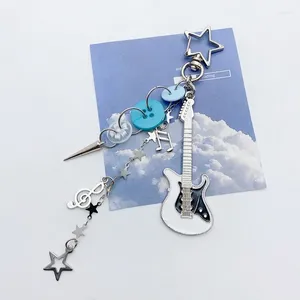 Keychains Guitar Star Button Keychain Pendant Bag Phone Women Backpack Handbag Charm Lovely Hanging Decoration