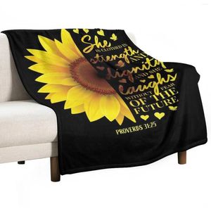 Blankets Sunflower Christian Bible Verse Proverbs 31 Throw Blanket Bed Plaid Thermal For Travel Sofa Quilt Covers