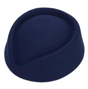 Berrette di cappello da setwardess imitazione in lana in feltro hostess aria hostesses pillobobox ladies flight wread cosplay beret capberets6861352