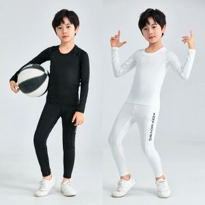 Accessori abiti da compressione per bambini per il ragazzo che gestisce la tuta da calcio da basket per bambini che vestono top + leggings