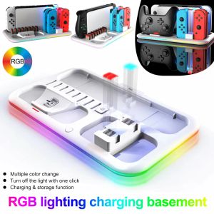 Stand di ricarica stazione base di stoccaggio mobile stazione multifunzione di illuminazione RGB dissipazione di calore per controller Switch Pro/Joycon