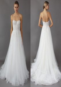 2021 Backless Wedding Dresses Mira Zwillinger Sexy Sweetheart ALine Appliques Lace Beaded On Top Beach Bridal Gowns2972621