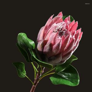 Flores decorativas Protea Cynaroides Artificial Flower Luxury Bouquet Home Decoration Living Sala de arranjo Tabela