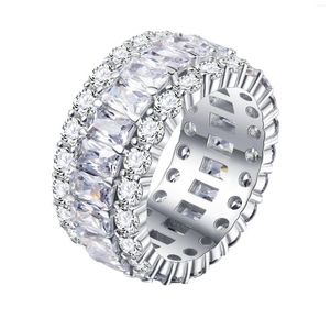 Pierścienie klastra Springlady Vintage Solid 925 Srebrny Srebrny Szmaragd White Sapphire Stohstone Fine Jewelry Wedding Pierścień Pierścień dla kobiet