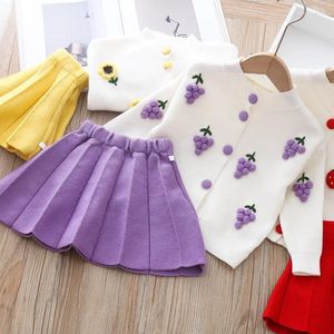 Roupas de roupas ienens garotas suéter conjunto infantil casacos de lã tutu roupas roupas 2 3 4 5 6 anos roupas de inverno