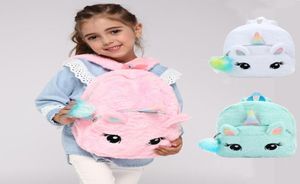 Unicorn Animal School Bag Backpack Kids Girls Cartoon 3D Plush New Fashion fylld dagis Söt baby ryggsäck1757041