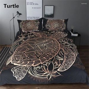 Bettwäsche Sets goldene schwarze Schildkröte 2/3 Stück Duvet Cover mit Kissenbett -Bettdekoration Homedepot Kinder Geschenke