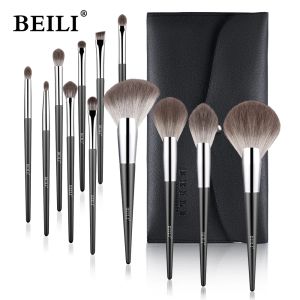 Kits Beili Professional Make -up Pinsel Lüfter Pulver Fundament Erröten weicher Nanofaser Haare Augenbrauen 12 PCs Kosmetische Make -up -Pinsel -Set