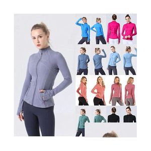 Yoga-Outfit LU-088 2023 Jacke Womens LL Definieren Sie Workout Sport Coat Fitness Sport schnell Trocken-Aktivkleidung Top Solid Reißverschluss Sweatshirt Spo Dhnve