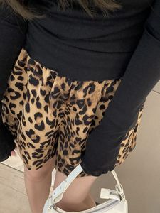 Harajuku leopardo stampare pantaloncini casual a gamba a gamba per donne estate sottili sciolti 2024 Nuovo sport sport in stile a-line di alto livello