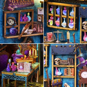 Diy Drewniana książka Nook Strefy Wstaw Zestawy Magic Market Doll Doly z lekkim zakładem zbiórką na książki 3D dla dorosłych Prezenty