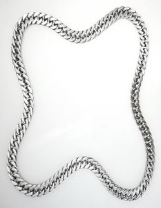 Onepiece No Buckle Silver tone stainless steel mens Polished Chain Necklace5045633