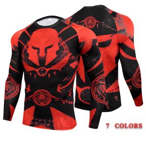 Camisetas de camisetas esportes de compressão Men treinando rápido seco de ginástica de ginástica Man Man manga longa Rashguard Running Print Fitness Clothing Men