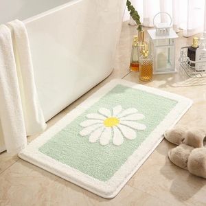 Bath Mats High Water Absorbent Floral Pattern Bathroom Mat Super Soft Flocking Surface Floor Carpet Shower Room Doorway Decor Non-Slip Rug