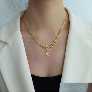 Pendant Necklaces Fashion 18 K Gold Plated English Letters More Necklace Woman 316 L Stainless Steel Jewelry Never Fade Drop Delivery Dhjpy