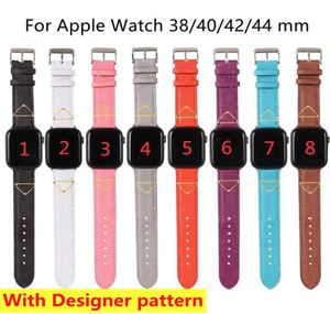 Designer Watchband för Apple Watch Band 38mm 40mm 42mm 44mm IWATCH 5 4 3 2 Series Band Luxury PU Leather Straps Armband Fashion 5591645