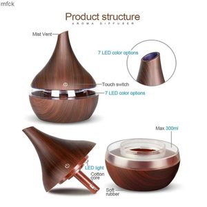 Humidifiers 300ml Electric Aroma Air Diffuser USB Wood Ultrasonic Air Humidifier Oil Aromatherapy Cool Mist Maker For Home