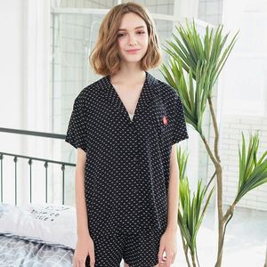 Домашняя одежда v Neck Женская пижама пижама с коротким рукавом женские белки сон носить элегантное нижнее белье