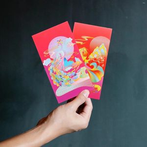 Presentförpackning 6st 2024 röda paket kinesiska stil kuvert år pengar fickor för gåvor