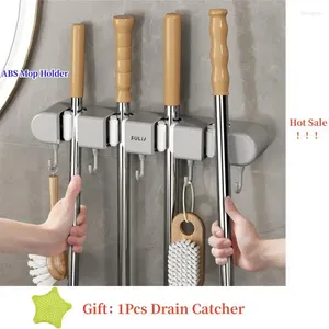 Hooks ABS Mop Holder Broom Hanger Wall Mounted 4 Position Brush Support Broomstick Hook Storage Rack Bathroom Organizer