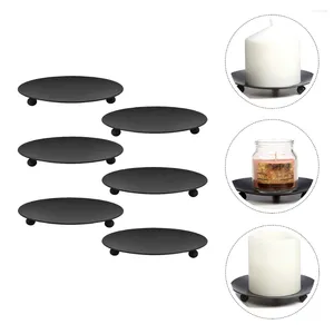 Kerzenhalter 6 PCs Eisen Candlestick Romantische Platte Einfache Mini Party liefert kreatives Tablett Herzstück