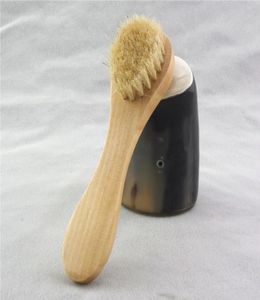 Escova de limpeza do rosto para esfoliação facial cerdas de limpeza naturais de limpeza para escovar a seco Scrubbing com alça de madeira F5785787