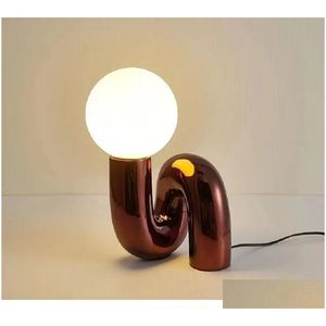 Table Lamps Post-Modern Glass Ball Lamp For Living Room Bedroom Creative Art Design Resin Booktable Desk Light Office Study Drop Deliv Dhbp4