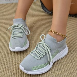 Casual Shoes Mesh Flat Women's Sneakers 2024 Högkvalitativa blandade färger Damer Lace-Up Spring/Autumn Adult Vulcanize