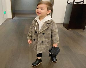 Hochwertige Gitter Kindermantel Wollmantel für Jungen Langer Trench Mode Herbst Winterjacke Junge Windbrecher Kinder Winter Overco5780601