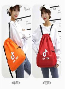 TikToK Letters Printed Unisex Pocket Shoulder Pack Drawstring Bags Tiktok Fashion Travel Backpack Large Capacity Women Men Fitness6150167