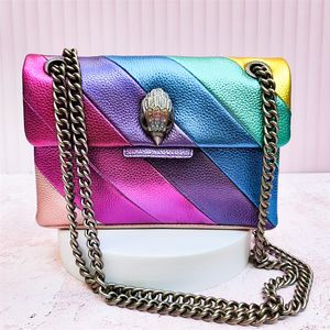 London Kurt Geiger Handbag Rainbow Designer Väskor Luxury Mens Chain Clutch Crossbody Messenger Bags Womens Shoulder Satchel Tote Colorful Leather Heart Bag Wallet Wallet