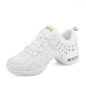 Dance Shoes White Dancing Soft Bottom For Women Hover Board Sports Aerobics Mesh Modern Square Jazz Woman