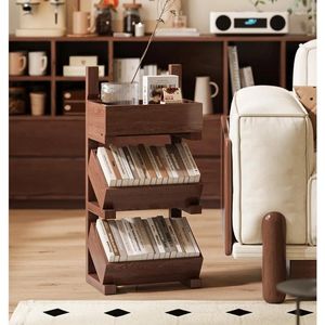 Kitchen Storage Bookshelf Floor Rack Solid Wood Cabinets Children's Bookcase Living Room Snack Household Multi-Layer