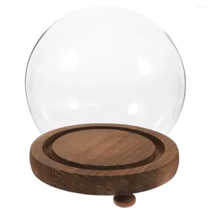 Förvaringsflaskor klart glas cloche globes display kupol klocka jar trä bas 10 cm diy snö globe kit hantverk gåva min