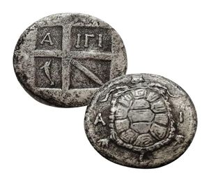 Forntida grekiska Eina Turtle Silver Coin Aegina Sea Turtle Badge Roman Mythology Carving Collection8956737