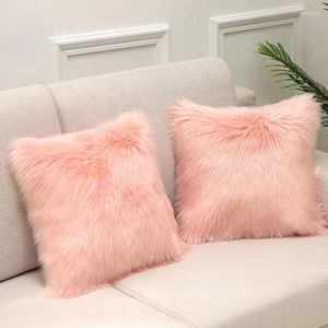 Pillow 1PC Soft Fur Cover 45 45cm Comfortable Long Hair For Living Room Sofa Decor Pillowcase Solid Case