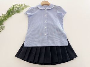 24 Spring/summer new, girls day school style striped short-sleeved shirt