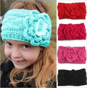 Girls Kids Winter Big Wool Crochet Headbands Flowers for toddler European Style Ear Warmers Children Braided Headbows Baby Beanies7550238