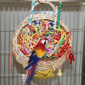 その他の鳥の供給トイオウムの採餌おもちゃを吊るすバスケット噛むバスケットケージアクセサリーのパラキートバッジャーズコカティエルラブバード