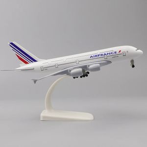 Modelo de avião de metal 20cm 1 400 francês A380 Réplica de metal liga Simulação Aviação Infantil Decoração de presente de aniversário 240328