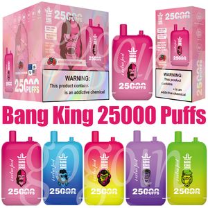 Bang King 25000 Puffs Vape verfügbar E -Zigaretten 0% 2% 3% 5% Puff 25K 23 ml+23 ml Dual Pod Pod Dual Mesh 650mAh wiederaufladbares Batterie -Batterie -Gerät