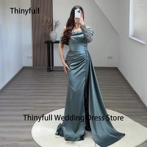 Party Dresses Thinyfull Saudi Arabia Mermaid Evening Off Shoulder Beading Prom Satin Celebrity Formal For Women 2024