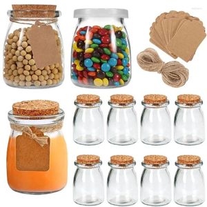 Storage Bottles 10Pcs Empty 100/200ML Glass Jars W/ Cork Lids Containers Tags And Ropes For DIY Candle Decorative Pudding Jam