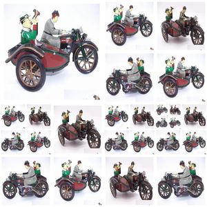 Brinquedos de enrolamento Coleção ADT engraçada Retro Wind Up Toy Metal Tin Man Ride Um triciclo Mechanical Clockwork Figuras Modelo Crianças Presente 240103 DHJMR