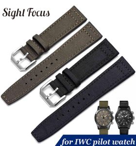 20mm 21mm 22 mm Nylon Canvas Fabric Watch Band für IWC Pilot Spitfire Timezone Top Gun Gurt Grüne Schwarze Gürtel Armbanduhr -Gurte Y15686862