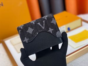 2024 Ny stil klipp denim läder lapptäcke design plånbok handväska designer väska på väskan koppling handväska kvällspåsar check mapp m81020