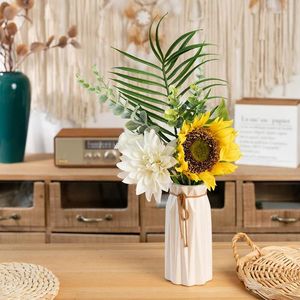 装飾的な花人工ひまわりハンドブーケテーブル花瓶飾りフラワーアレンジメントホームガーデンヤードデコレーションクリエイティブウェディング